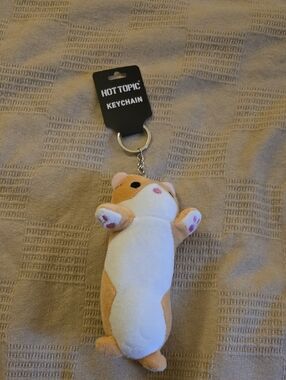 Hot Topic Long Orange Cat Keychain